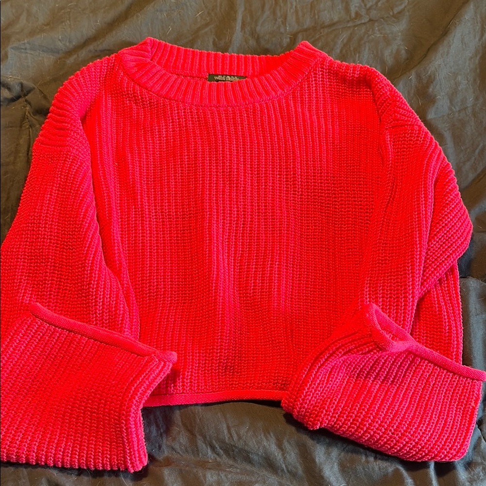 Wild Fable Pink Crew Neck Sweater with Ribbed Knit